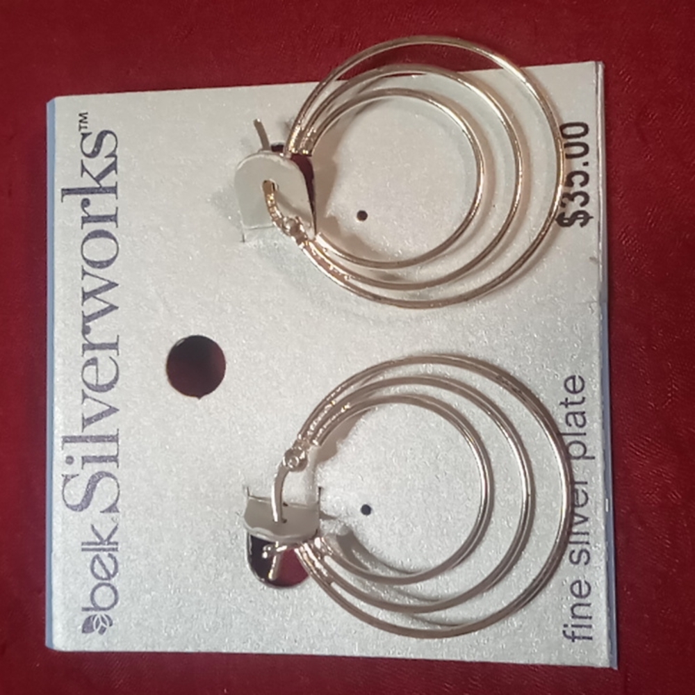 Belk silverworks fine silver plate .layered hoop earrings.